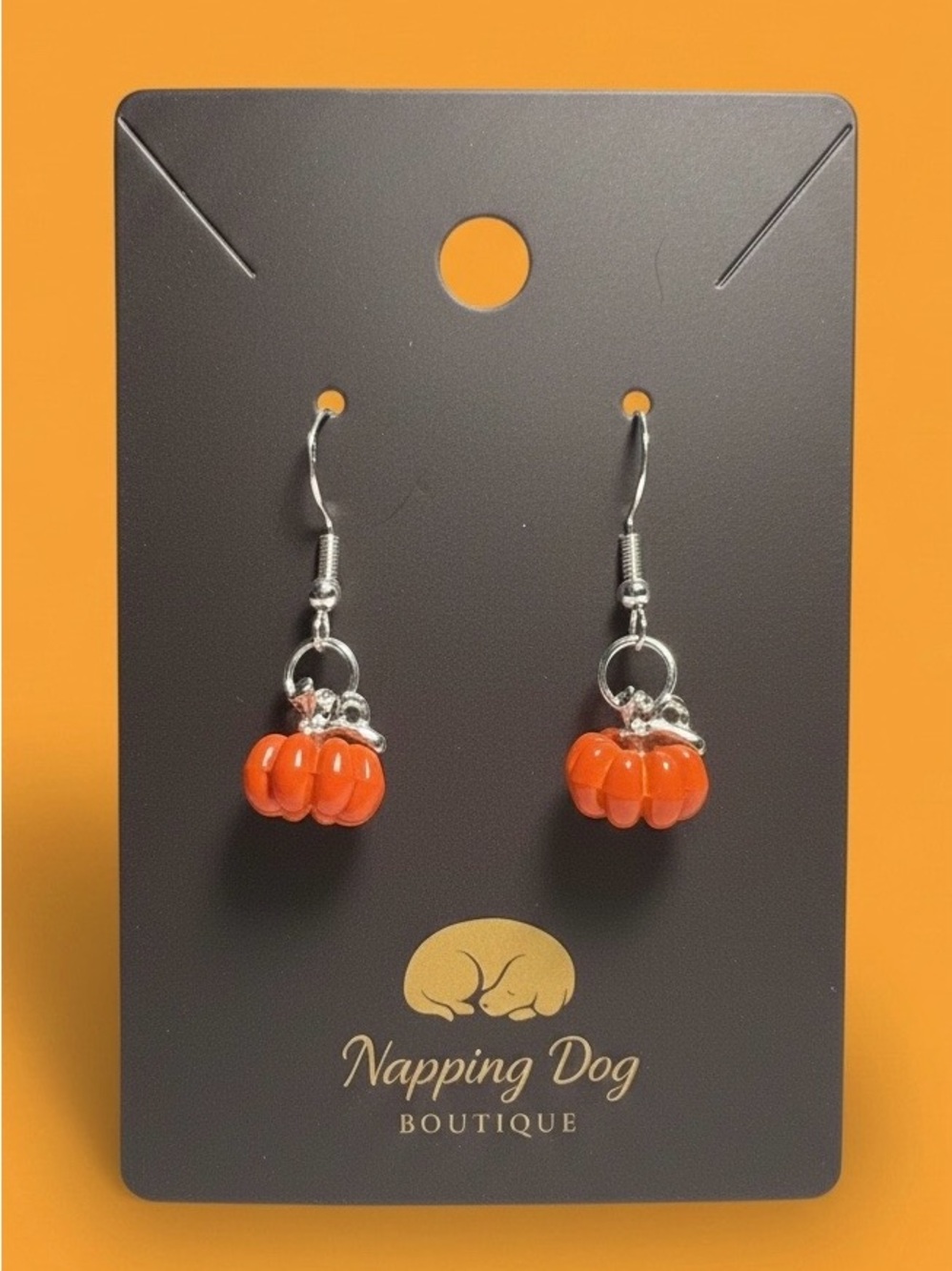 Orange Pumpkin Drop Earrings